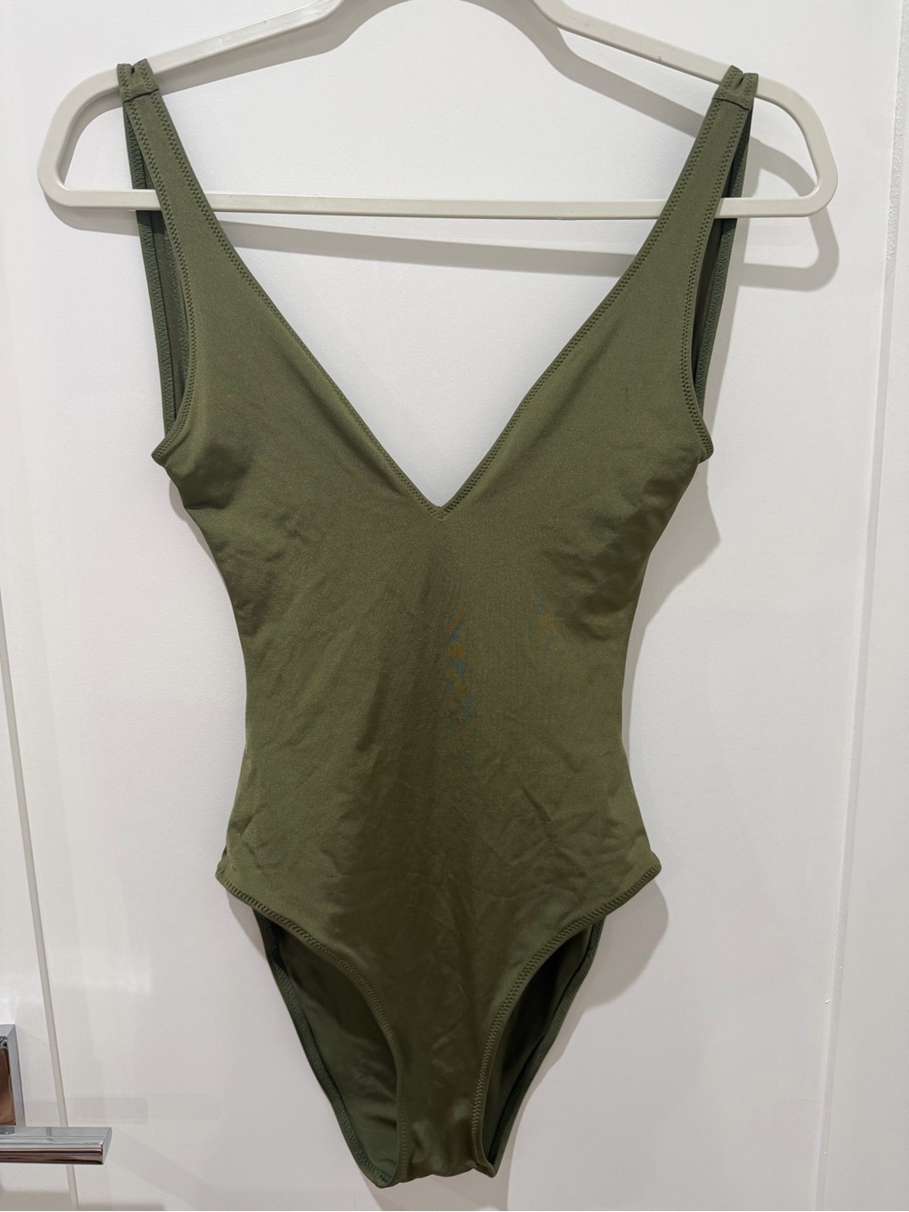 Topshop Olive Green V-Neck One-Piece Swimsuit